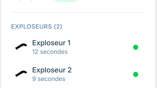 Les deux exploseurs du Nordhang, chacun avec son temps d’allumage et son état.